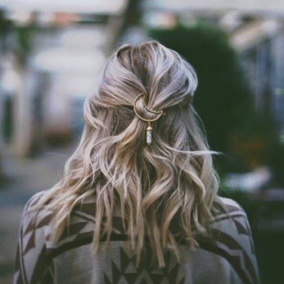 Boho "Moon Phase" Minimalist Crescent Hair Clip - Picture 2 of 11